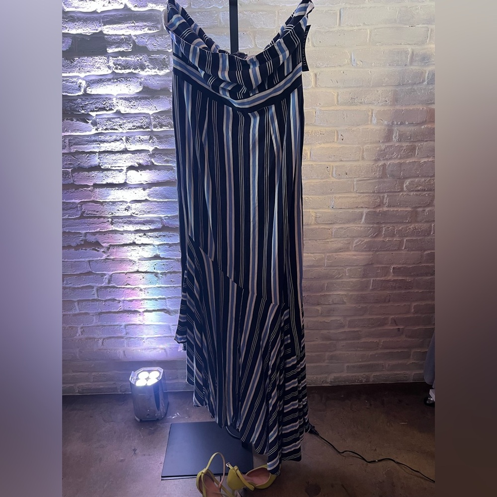 New York and Co Navy and White Strapless Dress